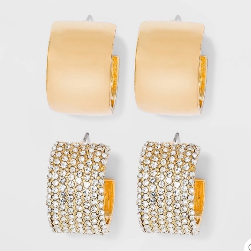 Sugarfix Set Of 2 Crystal and Gold Earrings